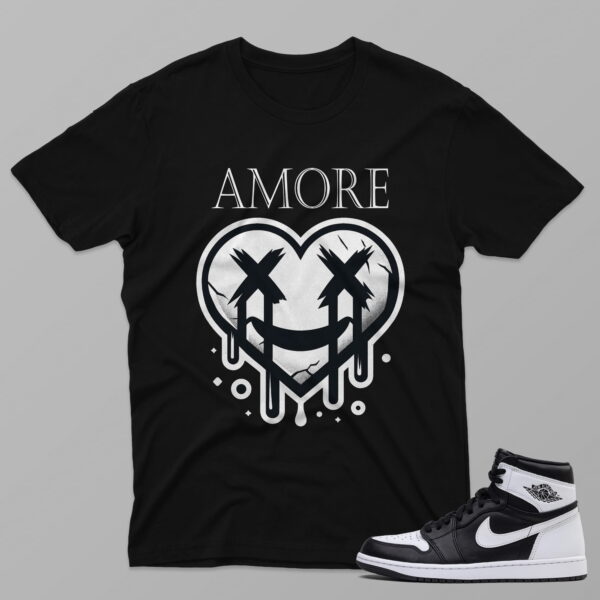 AJ1 Black White – Love – Black T-Shirt