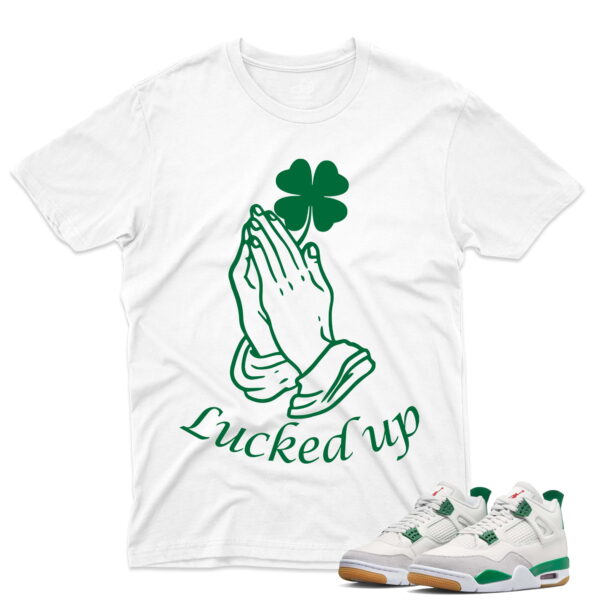 J4 Retro SB Pine Green - T-Shirt Lucked White
