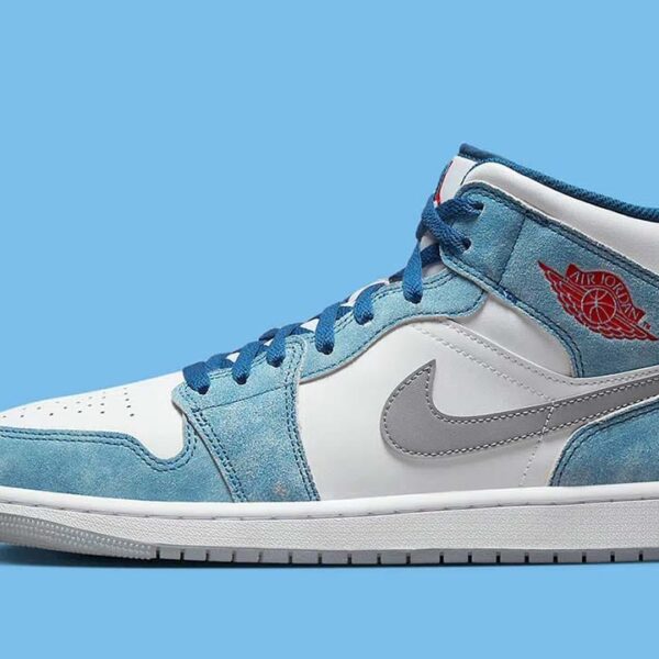 Jordan 1 Mid French Blue Fire Red - Image 2
