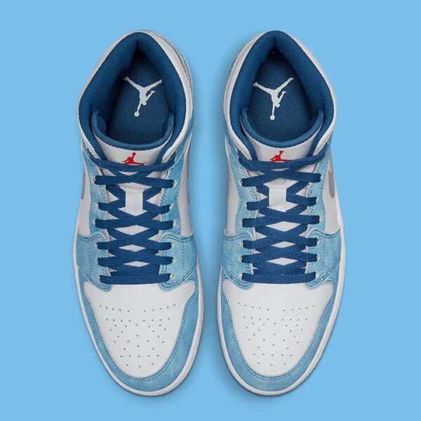 Jordan 1 Mid French Blue Fire Red - Image 6