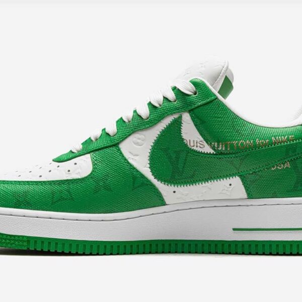 LV x Air Force 1 Low By Virgil Abloh White Green - Image 4