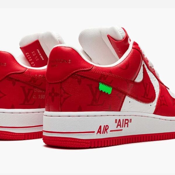 LV x Air Force 1 Low By Virgil Abloh White Red - Image 3