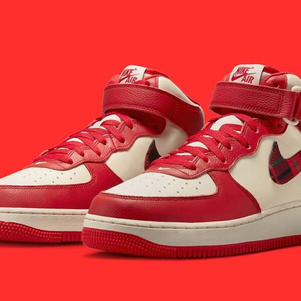 Nike Air Force 1 Mid '07 LX Plaid Cream Red