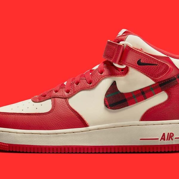 Nike Air Force 1 Mid '07 LX Plaid Cream Red - Image 2
