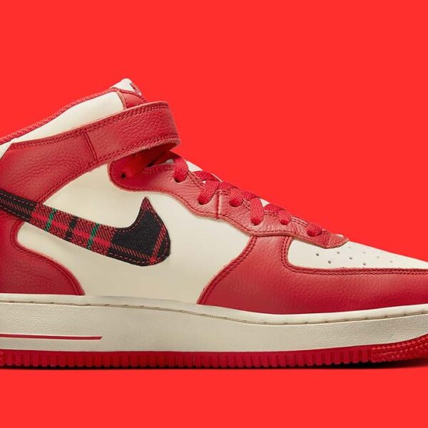 Nike Air Force 1 Mid '07 LX Plaid Cream Red - Image 3