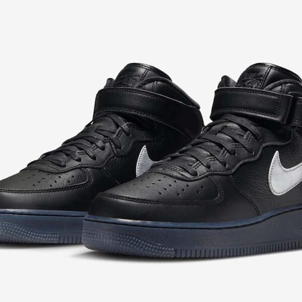 Nike Air Force 1 Mid Prm Black Metallic Silver