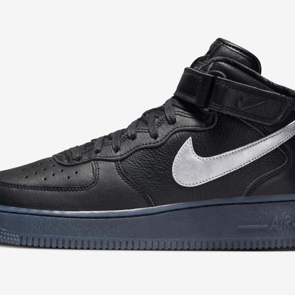 Nike Air Force 1 Mid Prm Black Metallic Silver - Image 2