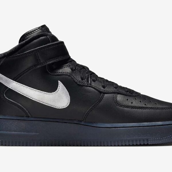 Nike Air Force 1 Mid Prm Black Metallic Silver - Image 3