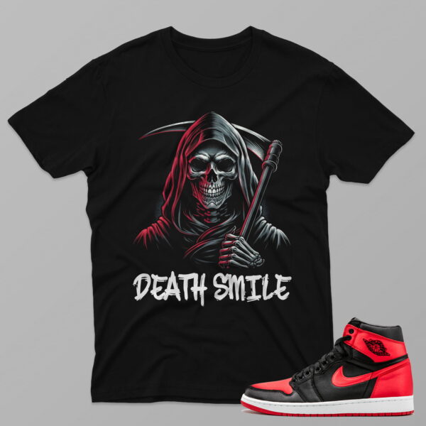 AJ1 Satin Bred – Death Smile – Black T-Shirt
